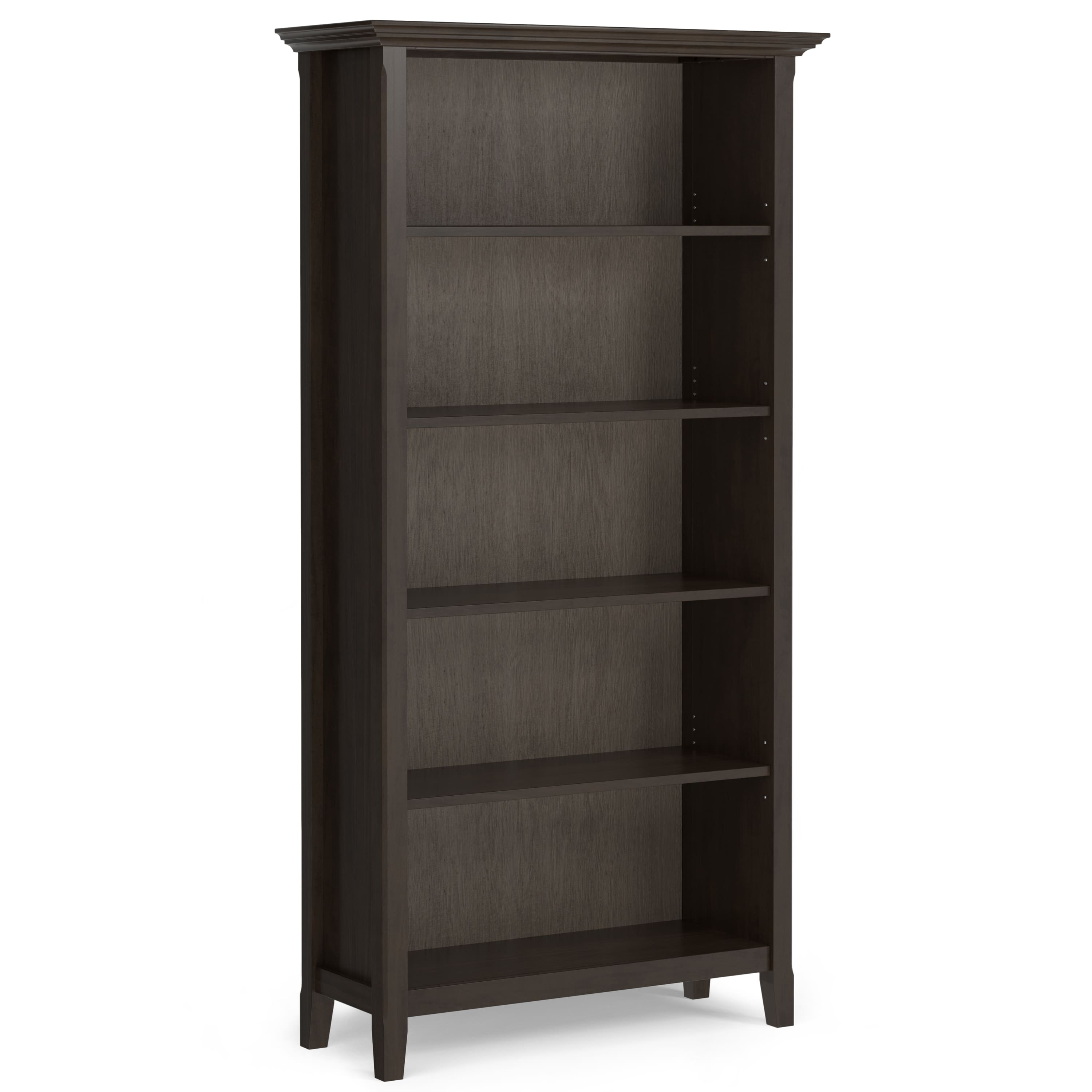 Simpli Home - Amherst 36 inch Wide Solid Wood Transitional 5 Shelf Bookcase - Hickory Brown