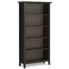 Simpli Home - Amherst 36 inch Wide Solid Wood Transitional 5 Shelf Bookcase - Hickory Brown