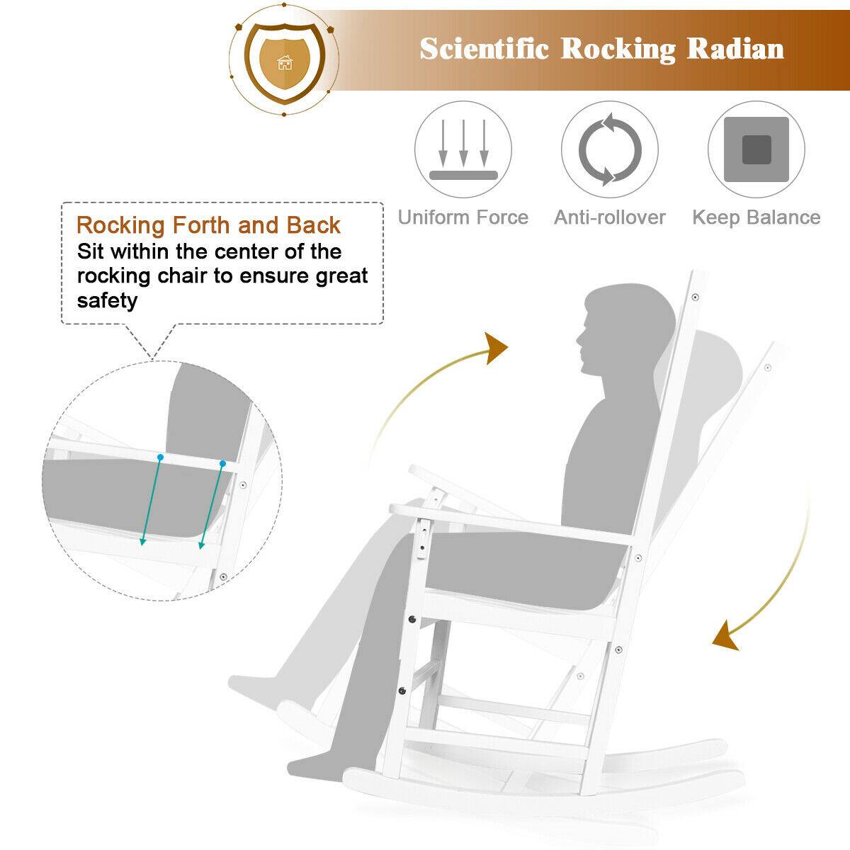 Scientific Rocking Radian, Forth and Back, Uniform Force, Anti-rollover, Keep Balance, Rocking, Sit within the center of the rocking chair to ensure great safety
