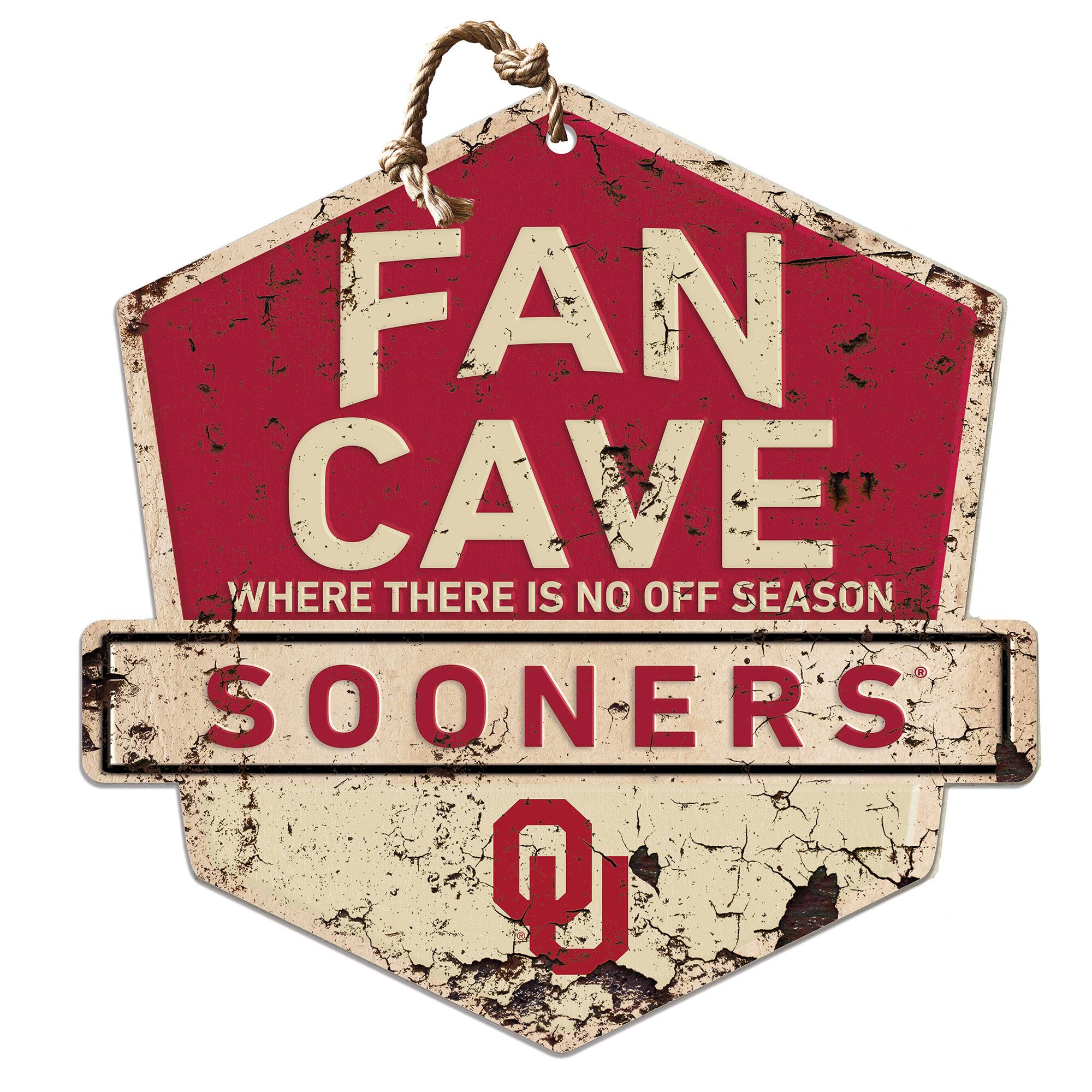 Oklahoma Sooners Fan Cave Badge Sign