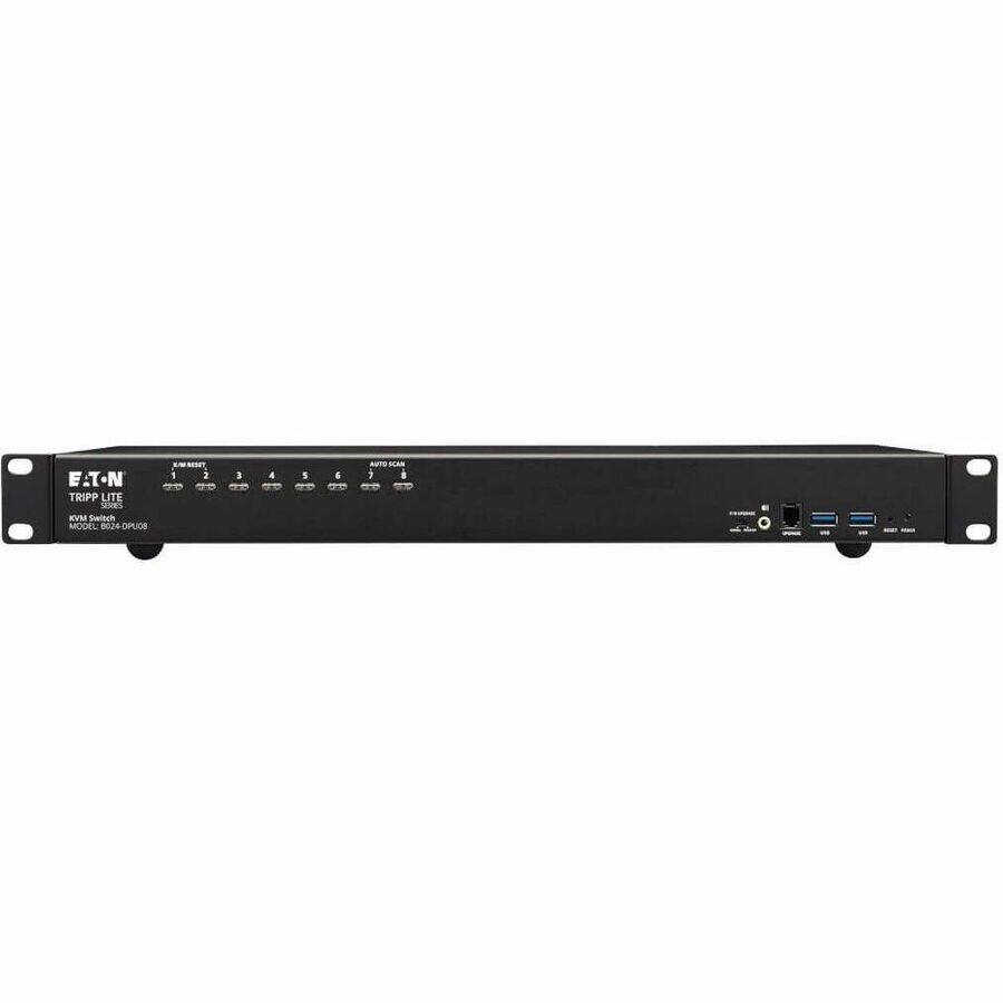 EATON  
TRIPP LITE  
KVM SWITCH  
MODEL: 024-DPUGS  
KVM SERIES  
MODEL: B240DPUGS  
AUTO MAN  
1 2 3 4 5 6 7 8  
KVM SWITCH  
AUTO SCAN  
1 2 3 4 5 6 7 8