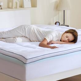 VEVOR - Mattress Topper, King Size, 4 in Thickness, Memory Foam, Fiber Fill, Detachable & Washable, Ergonomically Designed - White