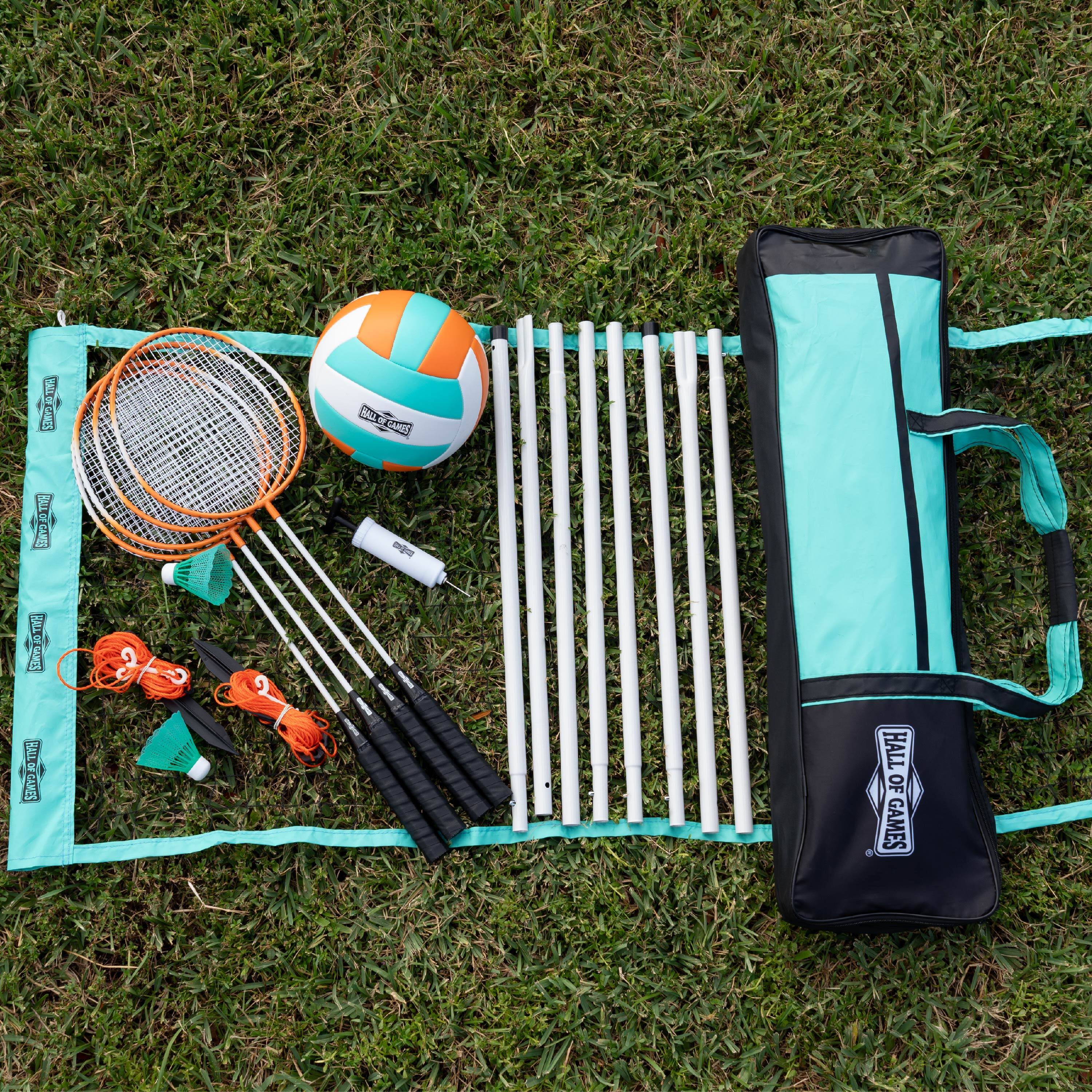 The image features a tennis racket, a tennis ball, and a bag on a grassy field. The tennis racket is placed next to the tennis ball, and the bag is located nearby. The scene suggests that someone is preparing to play tennis or has just finished a game. The presence of the tennis racket and ball indicates that the sport is the main focus of the image, while the bag could be used to store additional equipment or personal belongings.