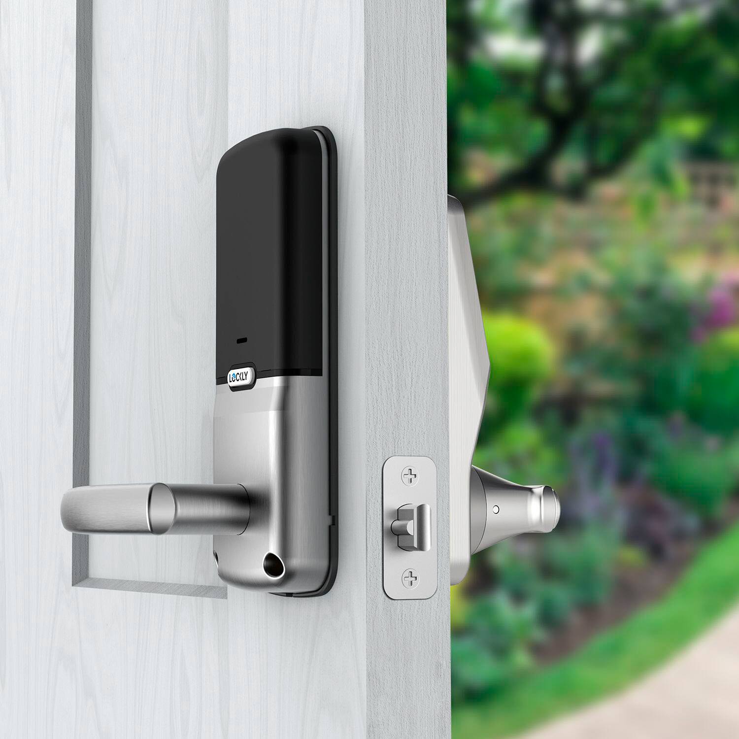 Alt View 19. Lockly - Model 6S Latch Lever Smart Lock with Touchscreen/Key Access/Auto Lock/ App Control - Satin Nickel.