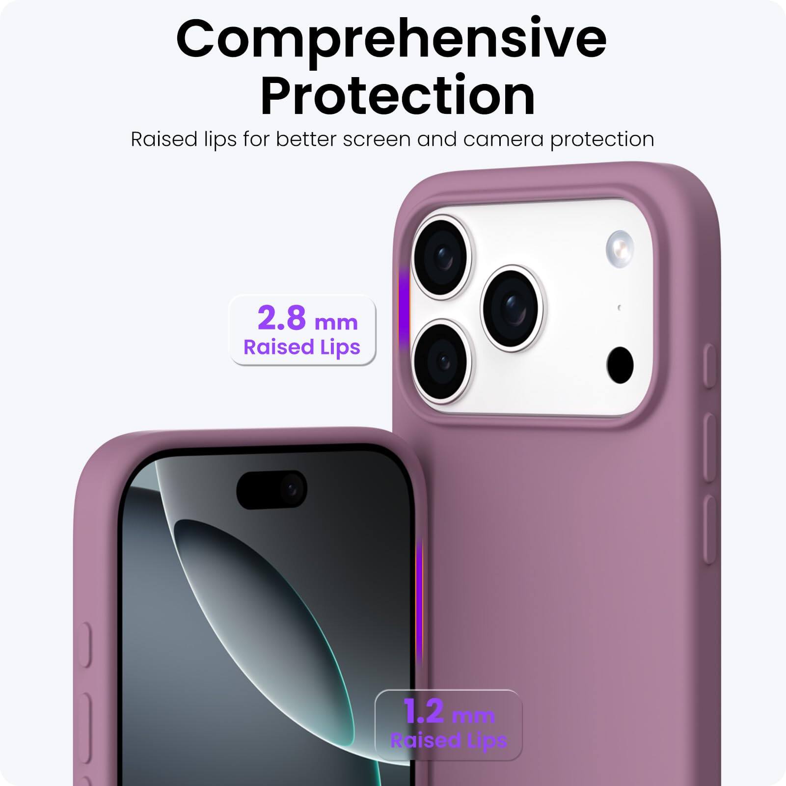 Comprehensive Protection

Raised lips for better screen and camera protection

2.8 mm Raised Lips

1.2 mm Raised Lips