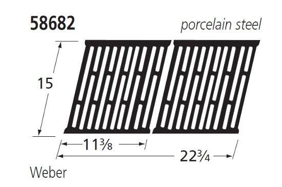 58682 porcelain steel 15 - 11 3/8 22 3/4 Weber