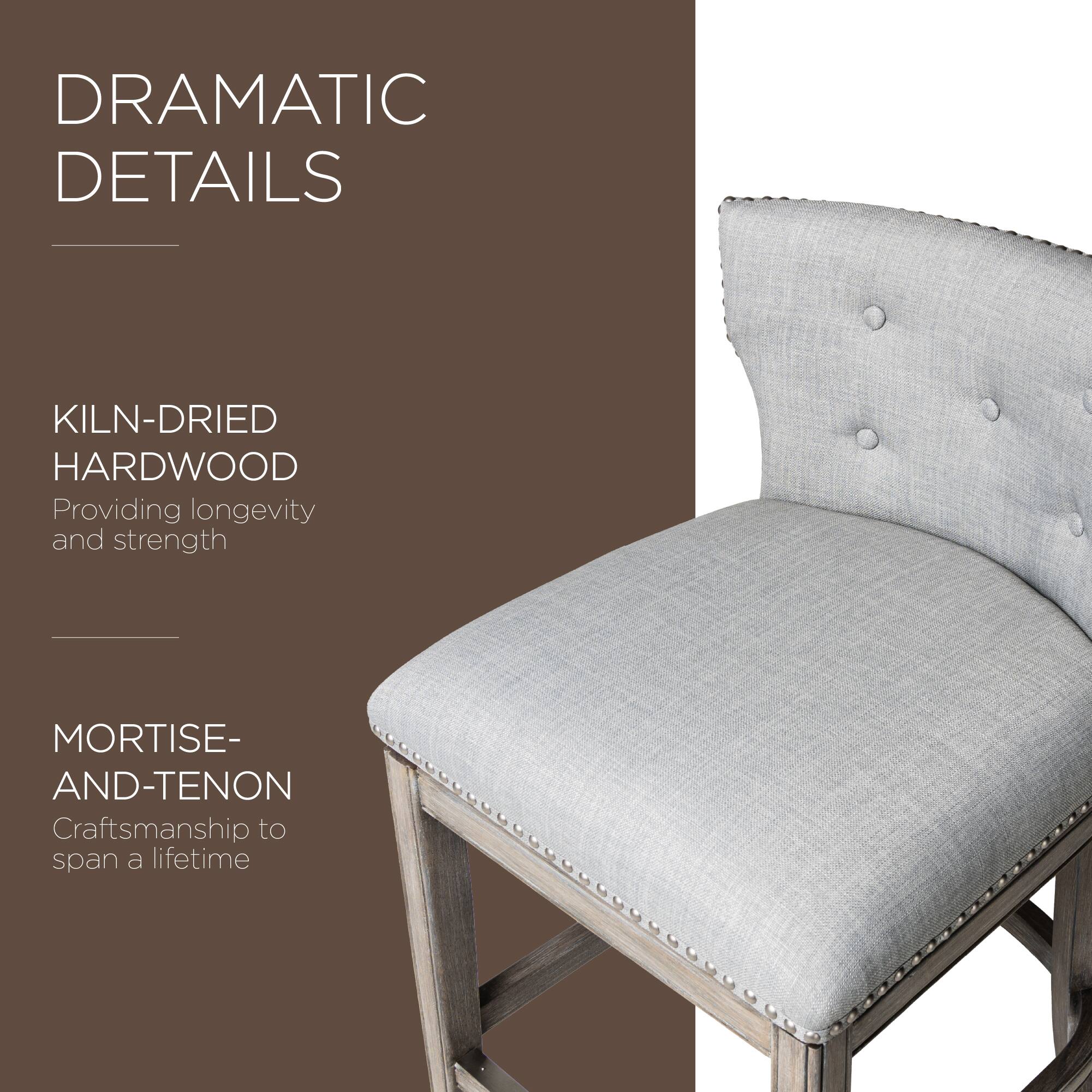 DRAMATIC DETAILS

KILN-DRIED HARDWOOD  
Providing longevity and strength

MORTISE-AND-TENON  
Craftsmanship to span a lifetime