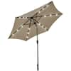 Front. Costway - 9' Solar LED Lighted Patio Market Umbrella Tilt Adjustment Crank Lift - Tan.
