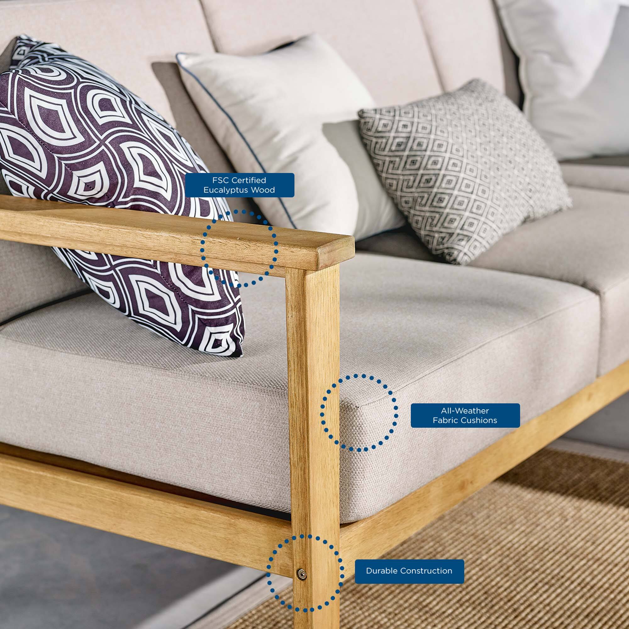 FSC Certified Eucalyptus Wood  
All-Weather Fabric Cushions  
Durable Construction