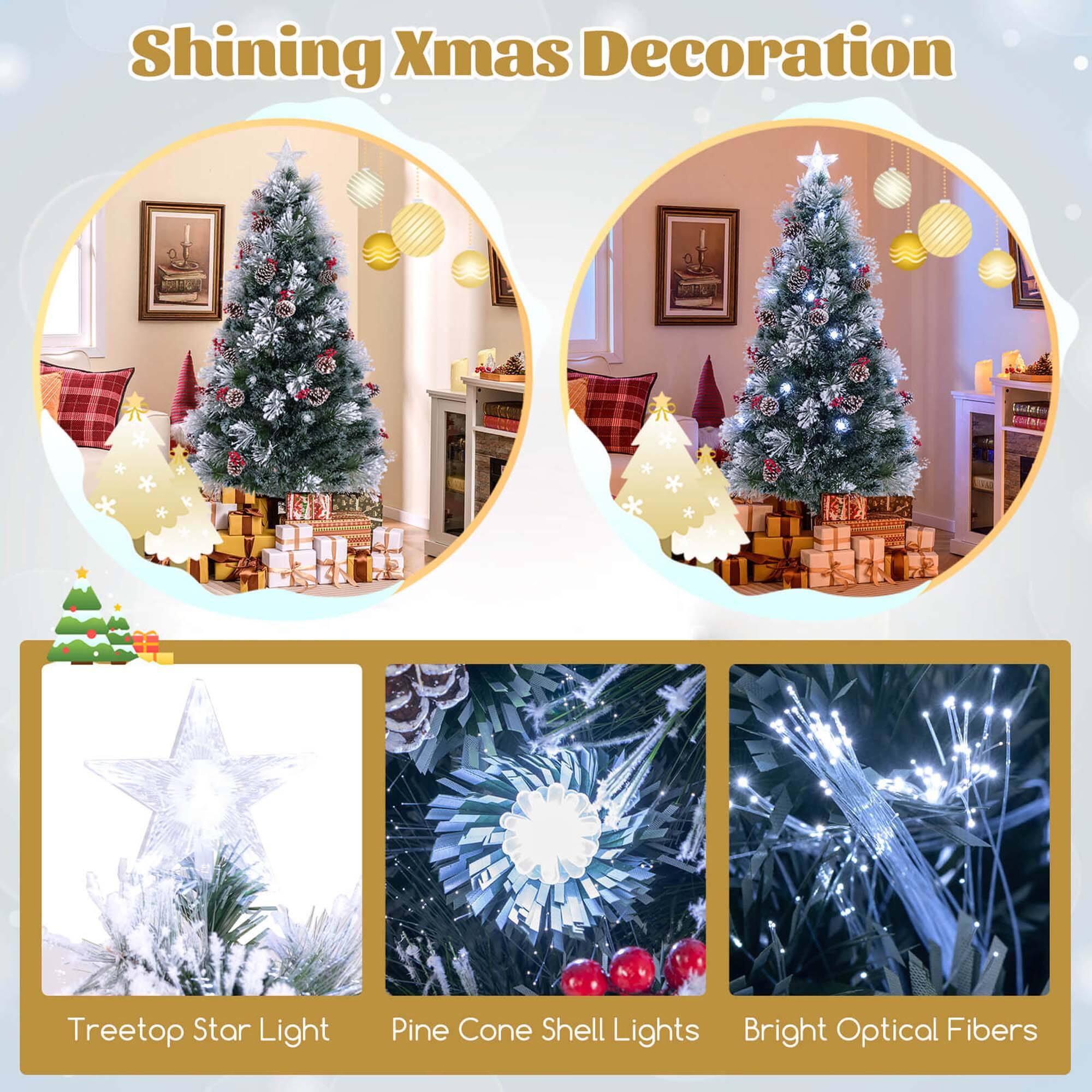 Shining Xmas Decoration

- Treetop Star Light
- Pine Cone Shell Lights
- Bright Optical Fibers