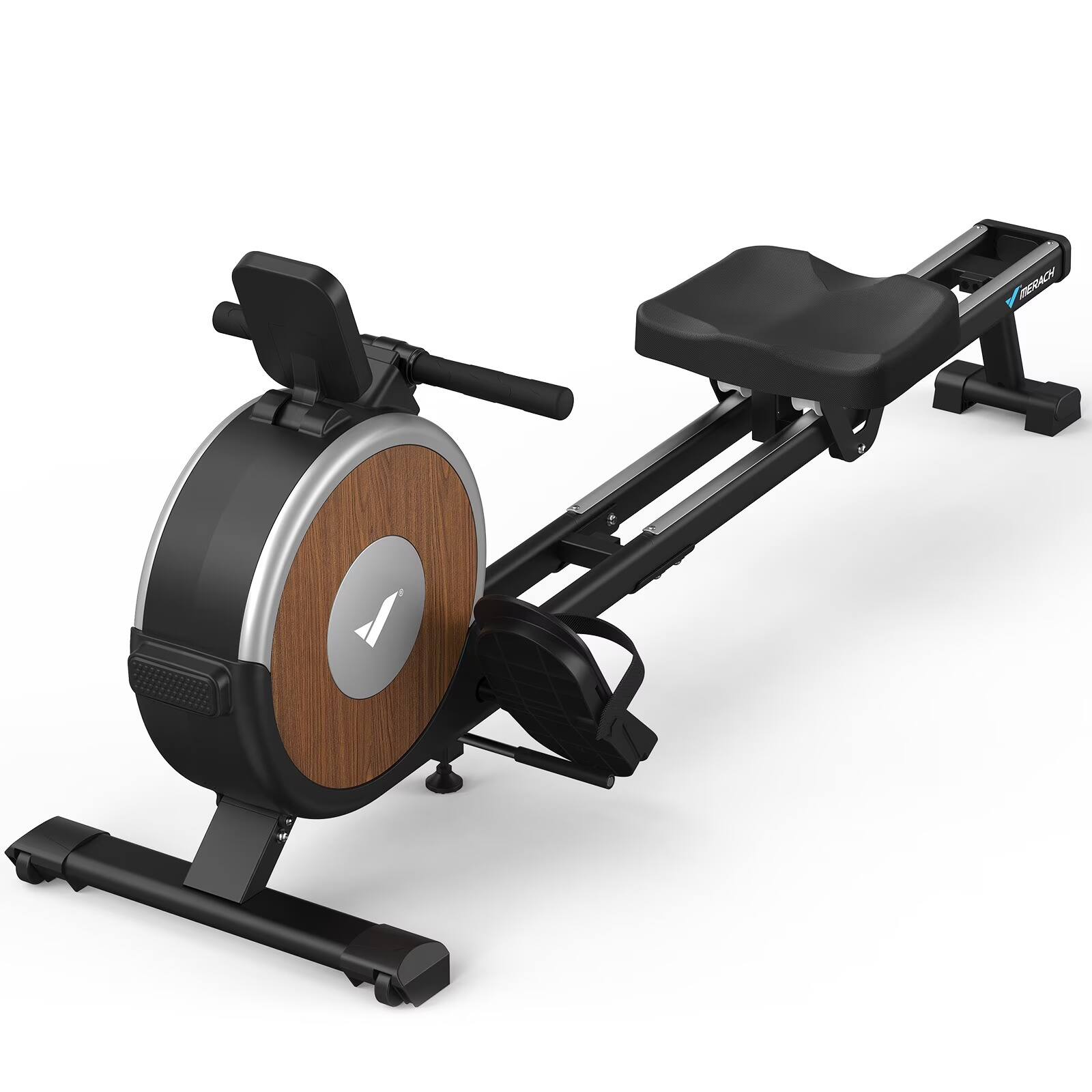 Alt View 5. MERACH - MERACH Self-Powered Magnetic Rowing Machine, 16 Levels of Quiet Resistance, Dual Slide Rail, App Compatible, 350lb - Black.