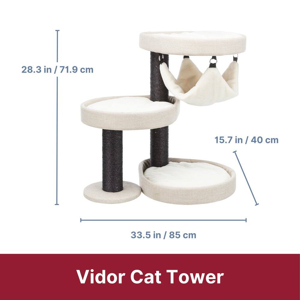 28.3 in / 71.9 cm  
15.7 in / 40 cm  
33.5 in / 85 cm  

Vidor Cat Tower