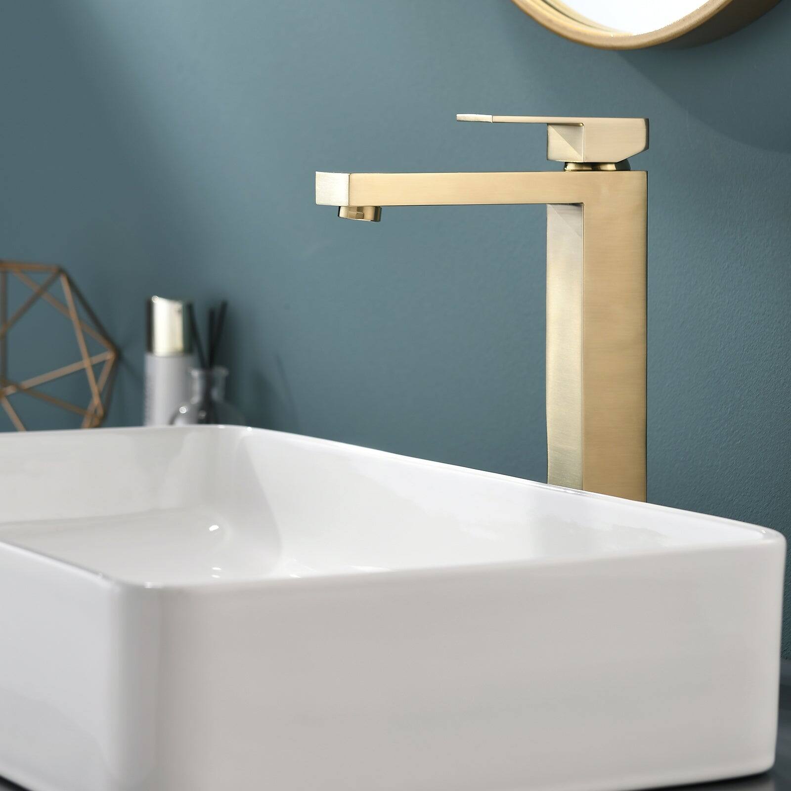 Alt View 3. Boyel Living - Single Handle Single Hole Tall Bathroom Faucet Brushed Gold with Supply Lines Modern Durable Easy Install - Brushed Gold - Tall.