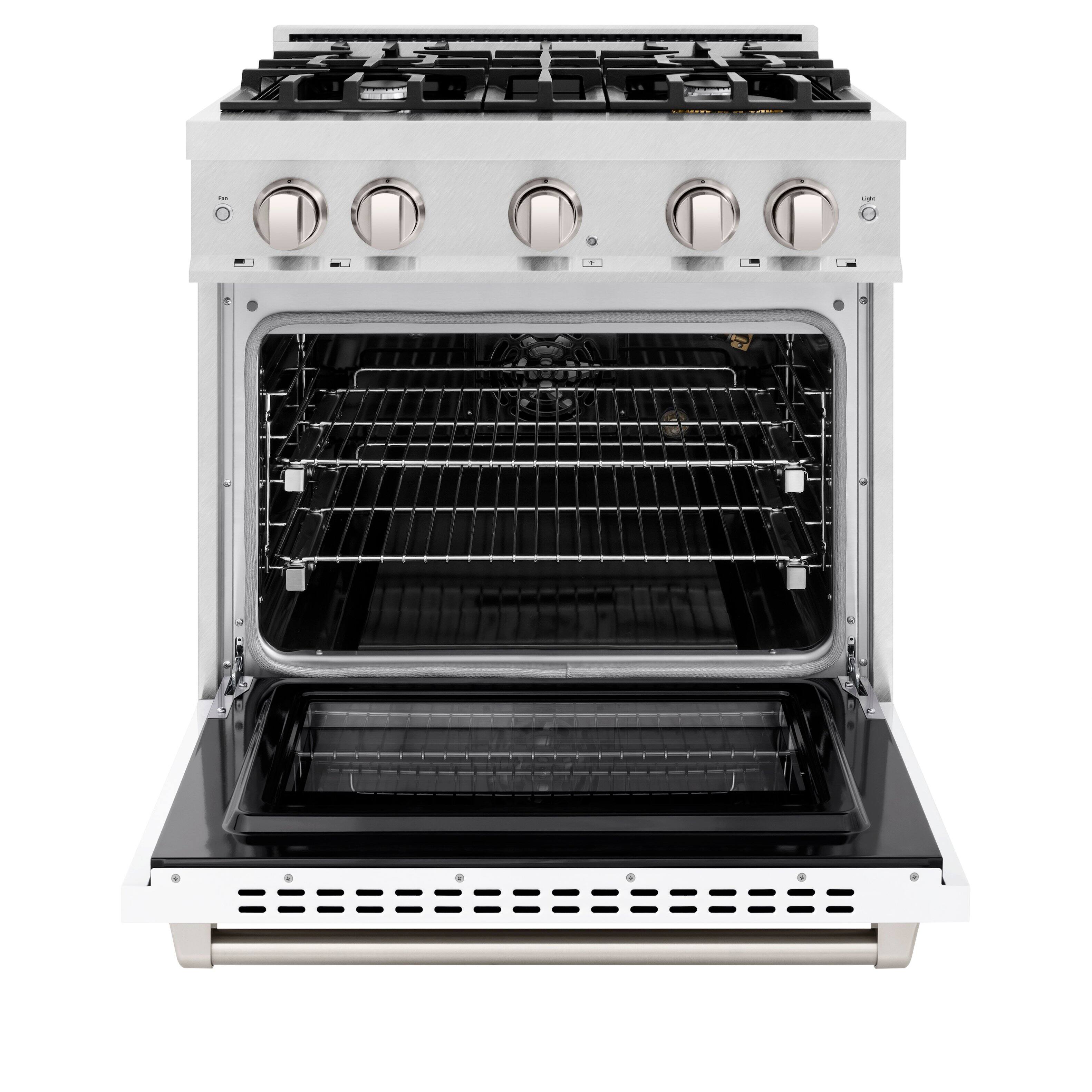 Alt View 1. ZLINE - ZLINE 30 in. 4.2 cu. ft. Freestanding Select Satin Steel Gas Range w/ 4 Burners & Convection Oven w/ White Door - Satin Stainless Steel.