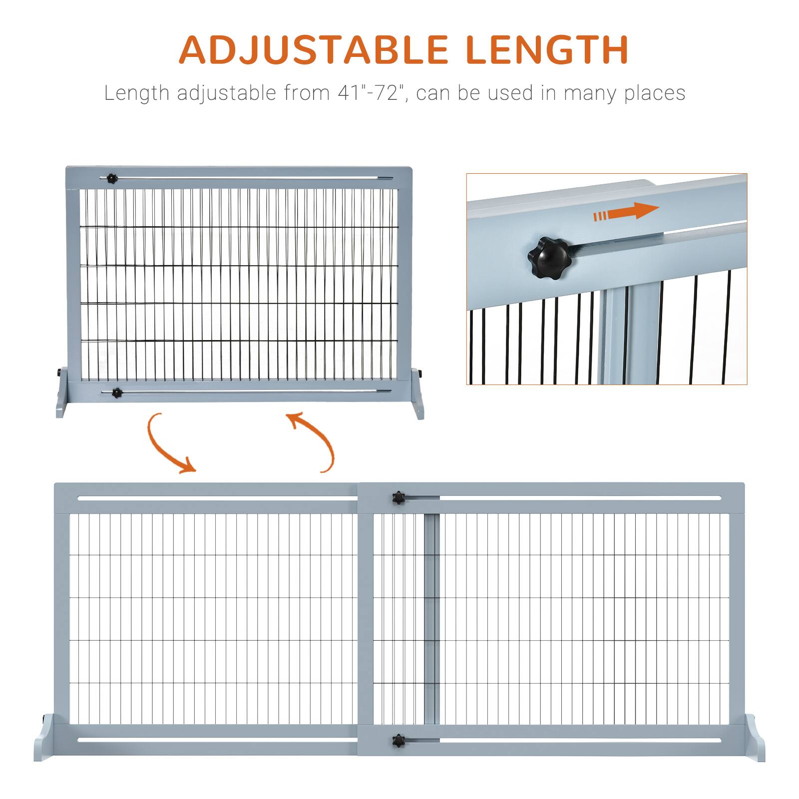ADJUSTABLE LENGTH  
Length adjustable from 41"-72", can be used in many places