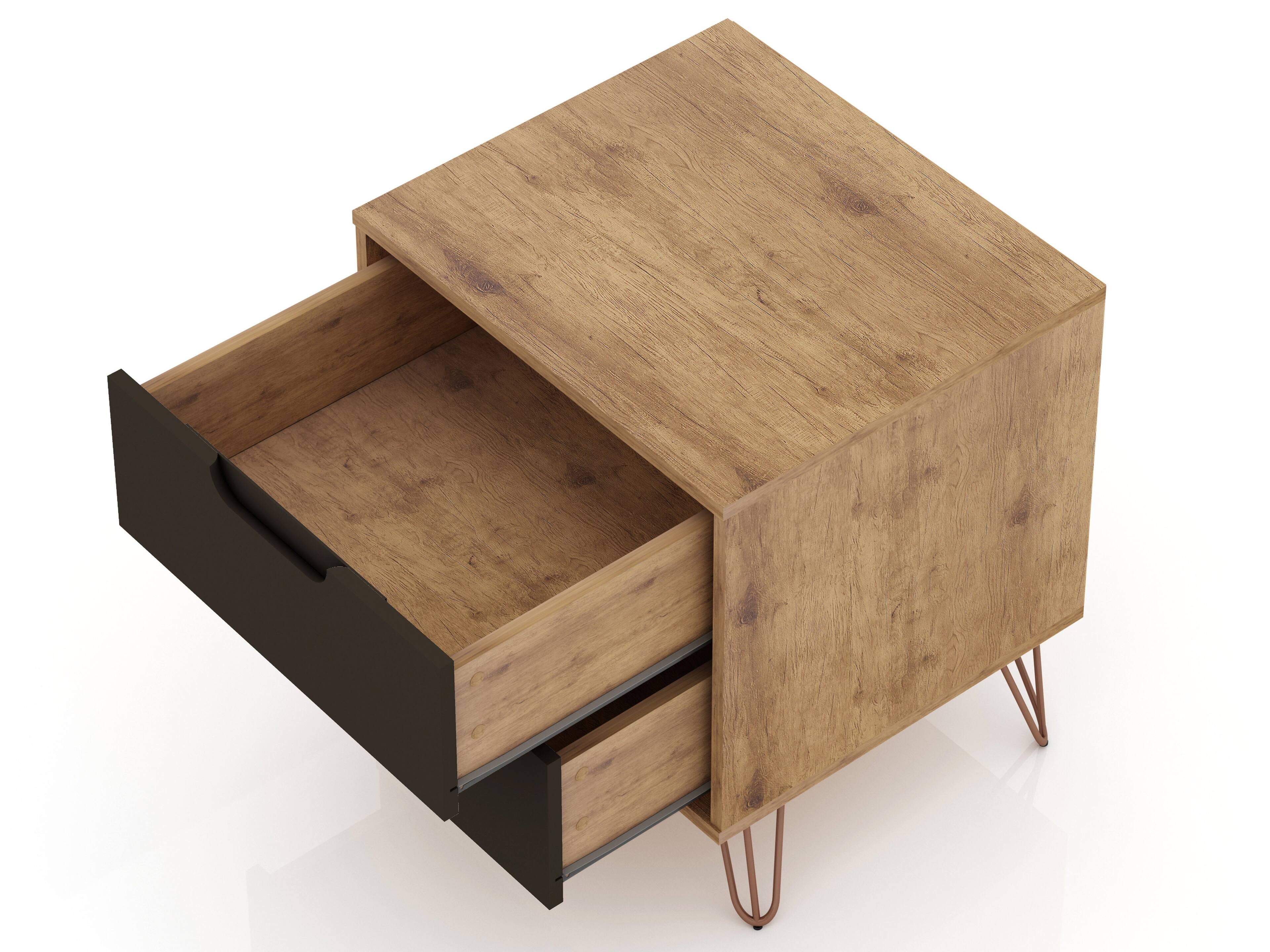 Back. Manhattan Comfort - Rockefeller Mid-Century Modern 20" Nightstand - Gray.