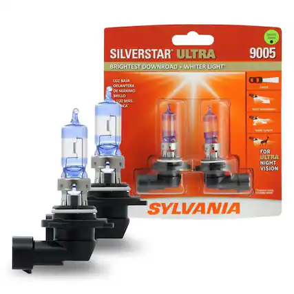 Security Sensor SILVERSTAR ULTRA 9005
BRIGHTEST DOWNROAD + WHITER LIGHT
Luz Baja delantero de Máximo Brillo Luz Más Clara
Most Download + More Clarity for Ultra Night Vision
Compared to only Sylvania Basic
SYLVANIA