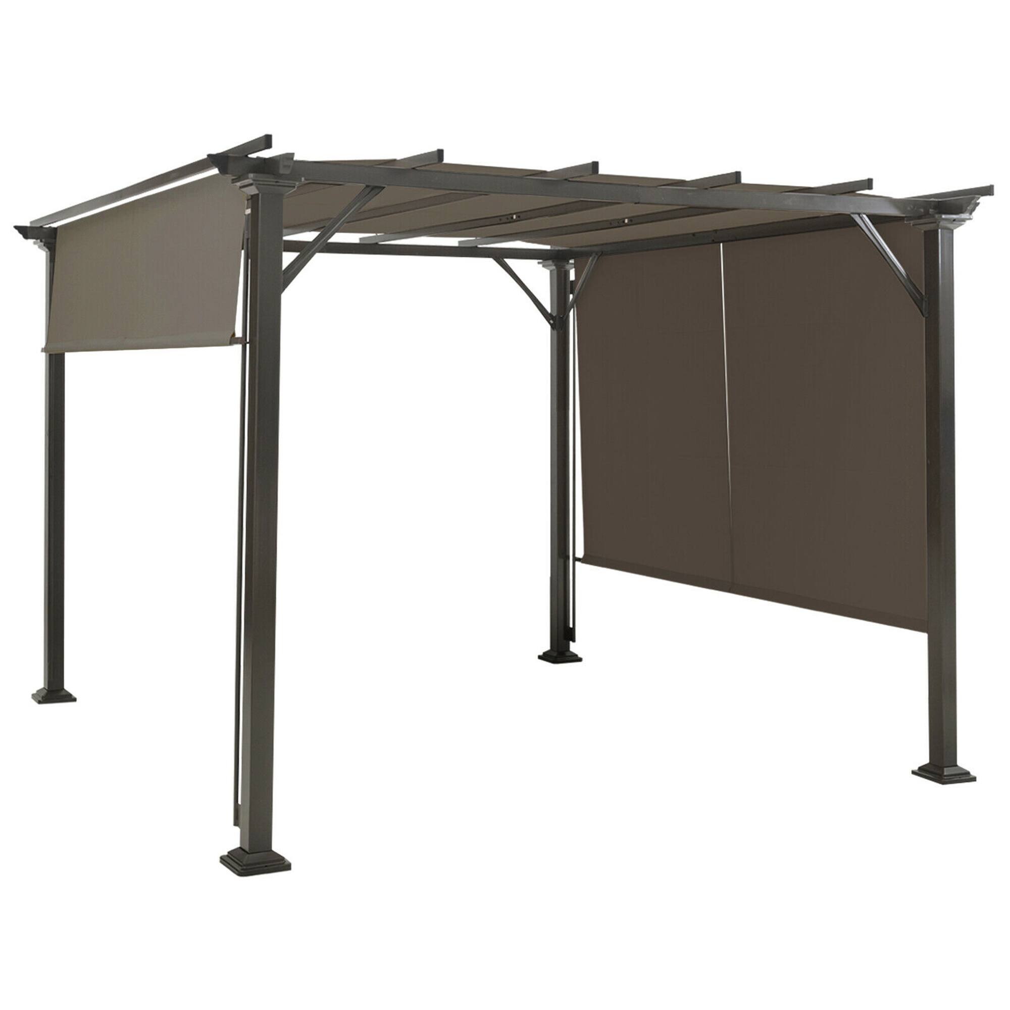 Alt View 5. Gymax - Gymax 2PCS 16x4 Ft Universal Replacement Canopy for Pergola Structure Sun Awning Brown - Brown.