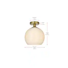 Living District - Baxter 10 Inch Flush Mount Ceiling Light Frosted White Shade in Satin Gold - Satin Gold And Frosted White
