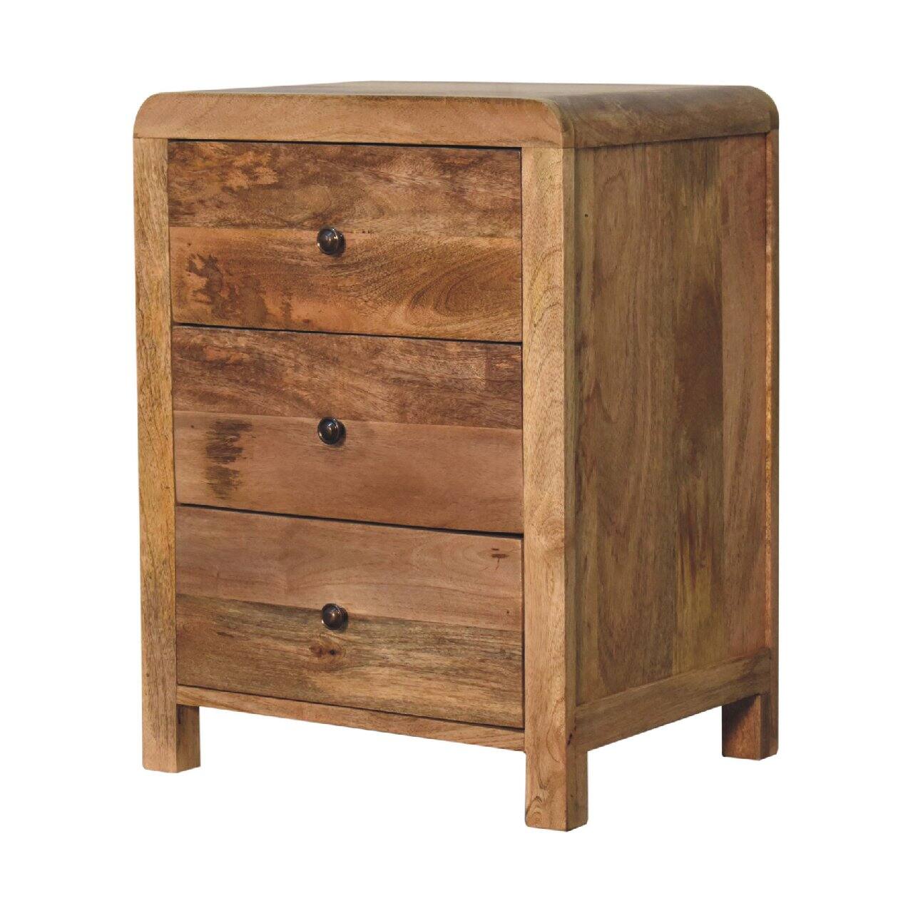 Angle. Artisan Furniture - Artisan Furniture Solid Wood Oak-ish Naya Nightstand, 3 Drawers, Brown - Oak.