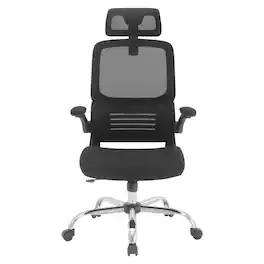 OSP Home Furnishings - Mesh Back Manager’s Chair with Flip Arms and 2-Way Adjustable Headrest - Black
