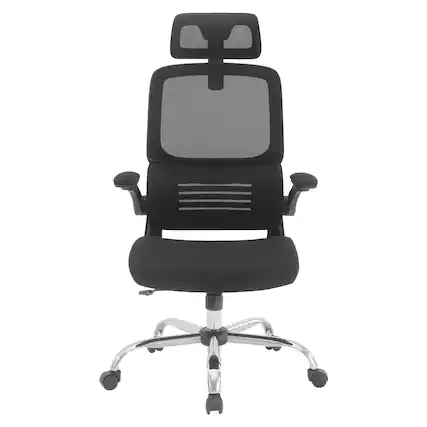 Front. OSP Home Furnishings - Mesh Back Manager’s Chair with Flip Arms and 2-Way Adjustable Headrest - Black.