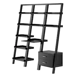 Winsome Wood - Bellamy 3-Pc Leaning Desk & Shelf Set - Black