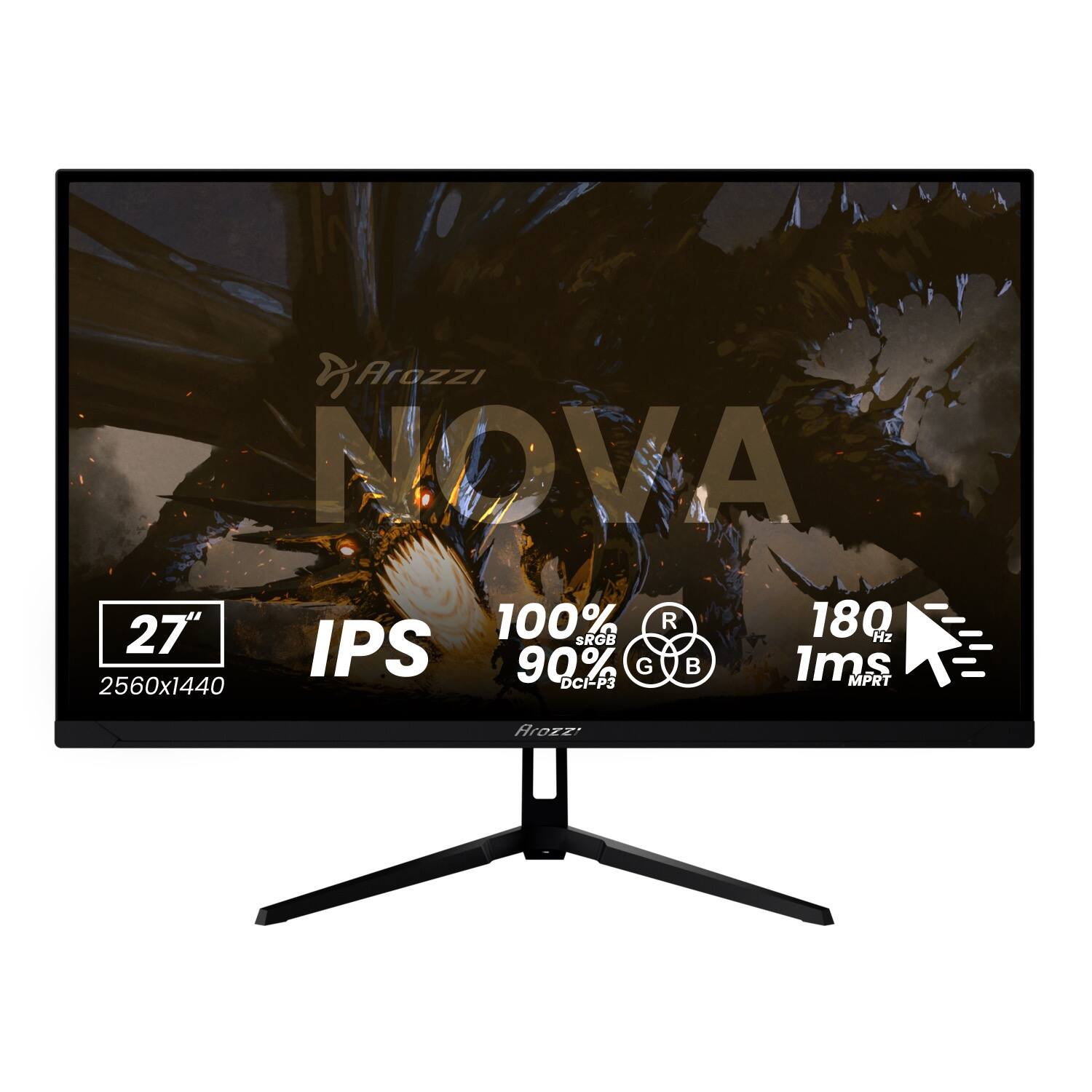 Arozzi NOVA 27" 100% RGB 90% G 180 Hz 1ms 2560x1440 DCI-P3 IPS