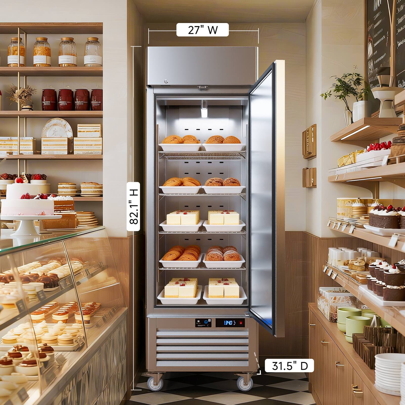 27" W  
82.1" H  
31.5" D