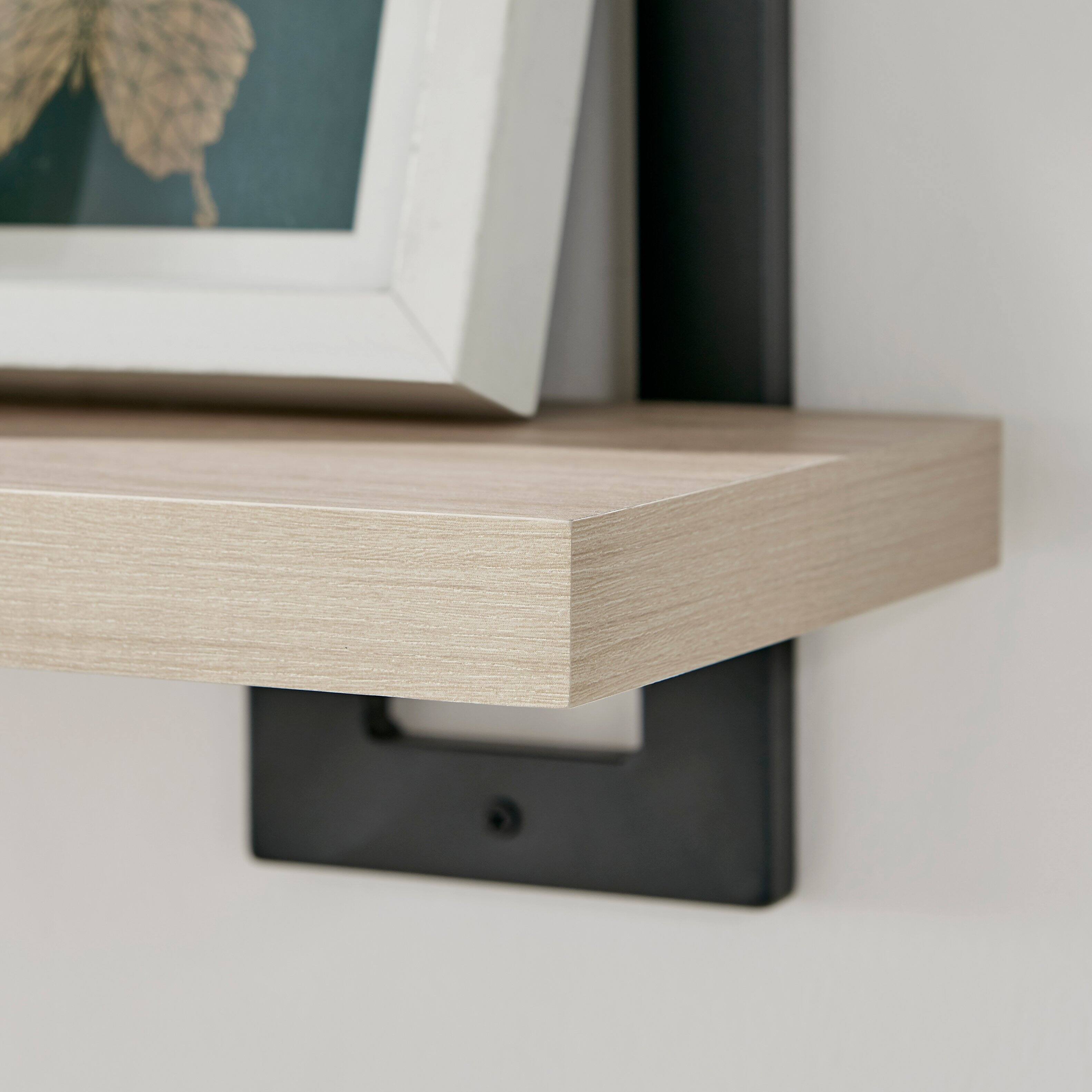 Alt View 8. Danya B - 4-Tier Bracket Wall Shelf - Black Metal and White Birch Finish - White Birch.