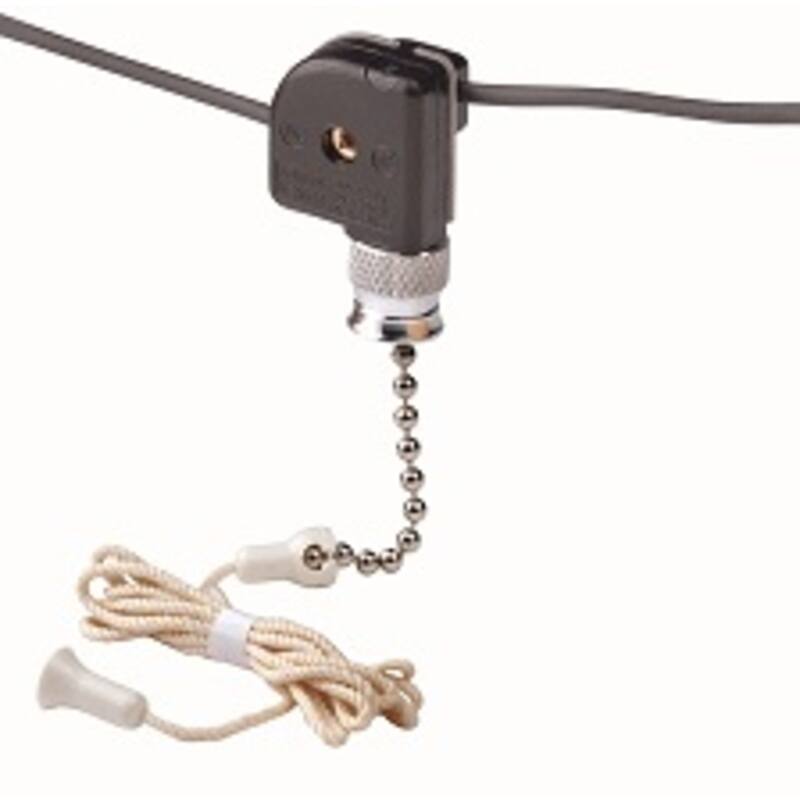 Angle. Leviton - Pull Chain Switch Single-Pole On/Off, 3A-125V, 1A-125/250V, 2 x 6 in 18 AWG Leads (10097-8). - white.