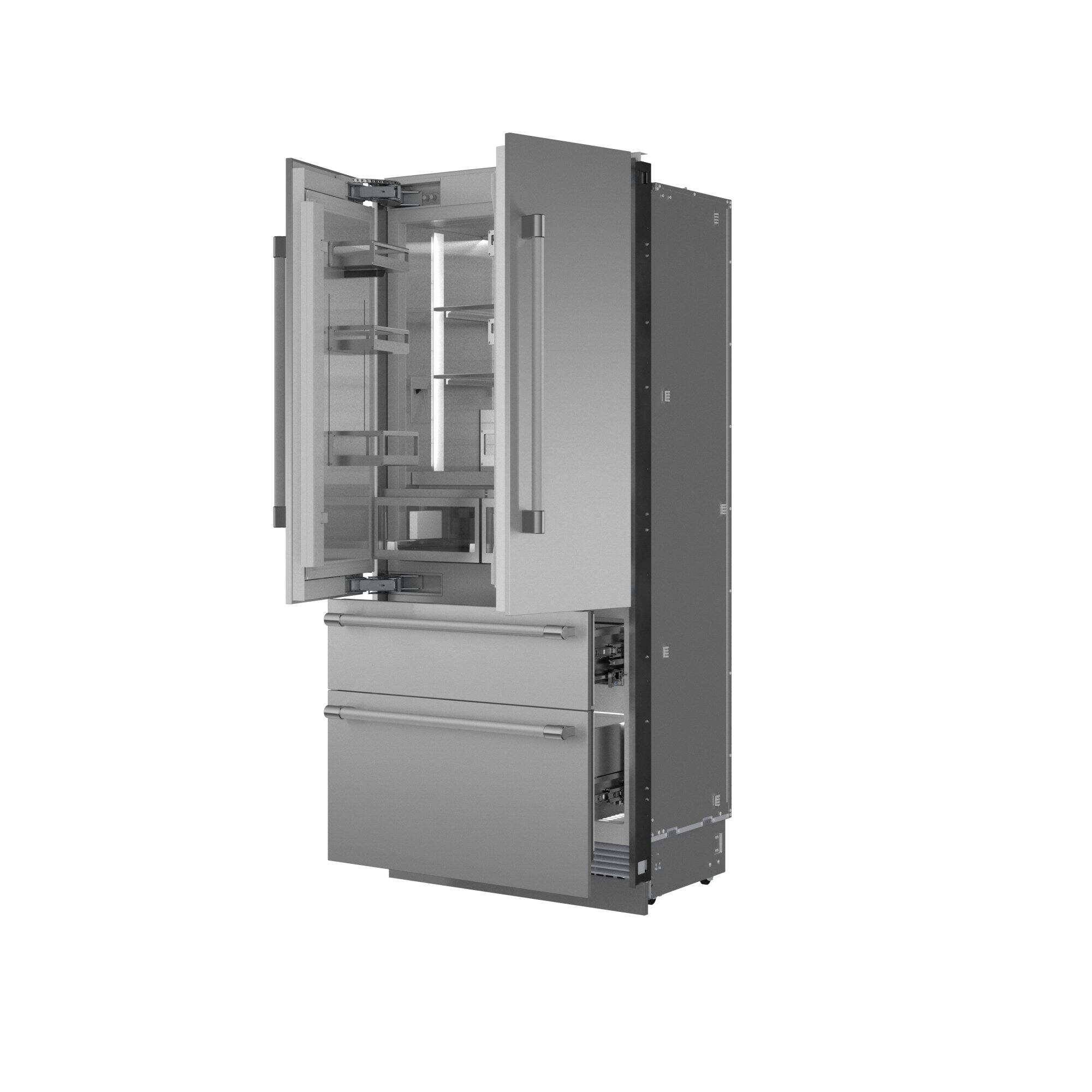 Angle. Thermador - Freedom Collection 18.8 Cu. Ft. French Door Built-in Smart Refrigerator with Professional Series Handles - Stainless Steel.