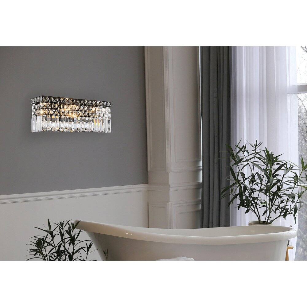 Front. Elegant Lighting - Maxime 18 Inch Black Wall Sconce - Black And Clear.