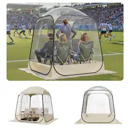VEVOR - Pop up Sports Tent, 63x63 in Clear Bubble Tent for 2-4 Persons, Waterproof Outdoor Pod with Floor Mat & Top Cover - Transparent
