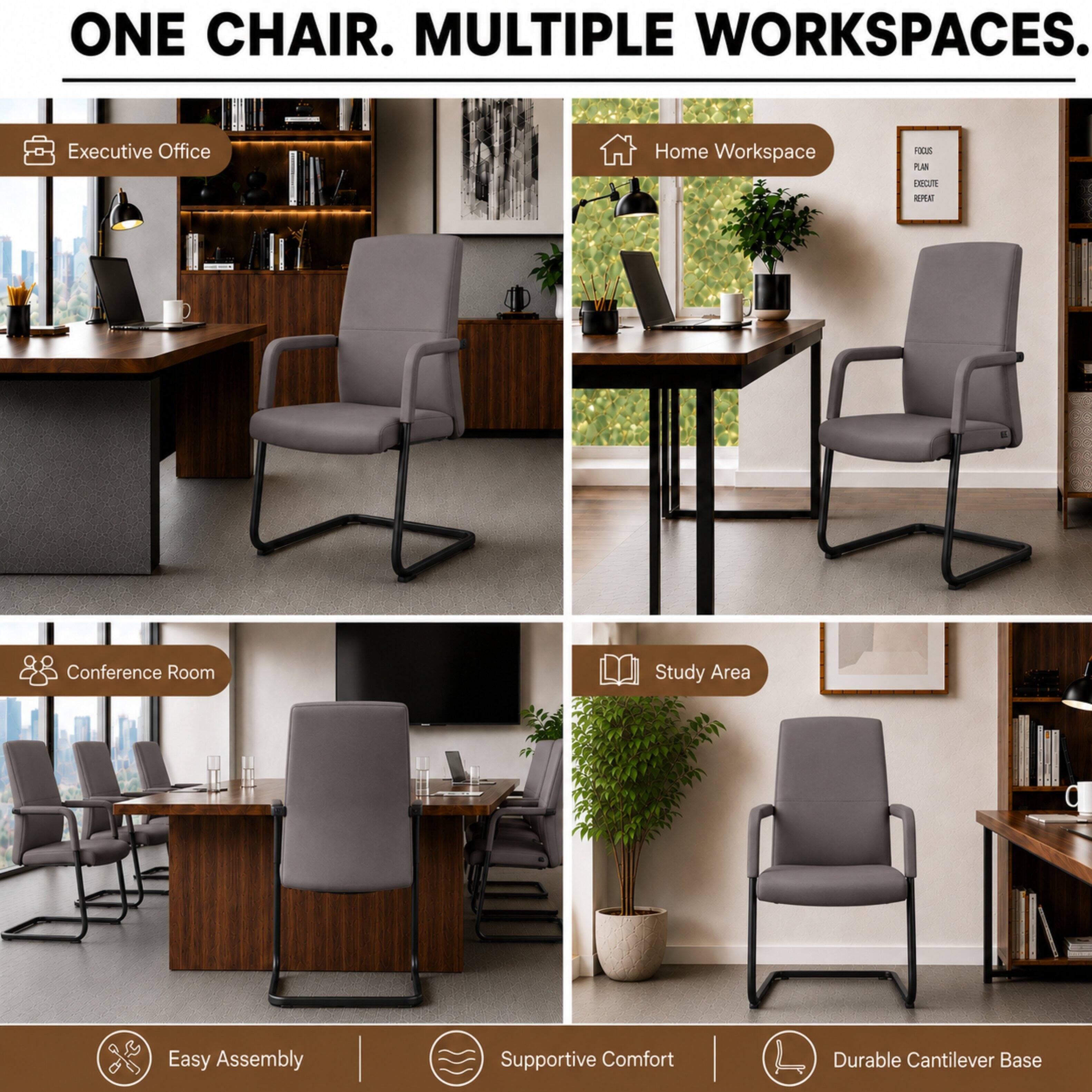 ONE CHAIR. MULTIPLE WORKSPACES.

Executive Office
Home Workspace
FOCUS PLAN
EXECUTE REPEAT
Conference Room
Study Area
Easy Assembly
Supportive Comfort
Durable Cantilever Base
