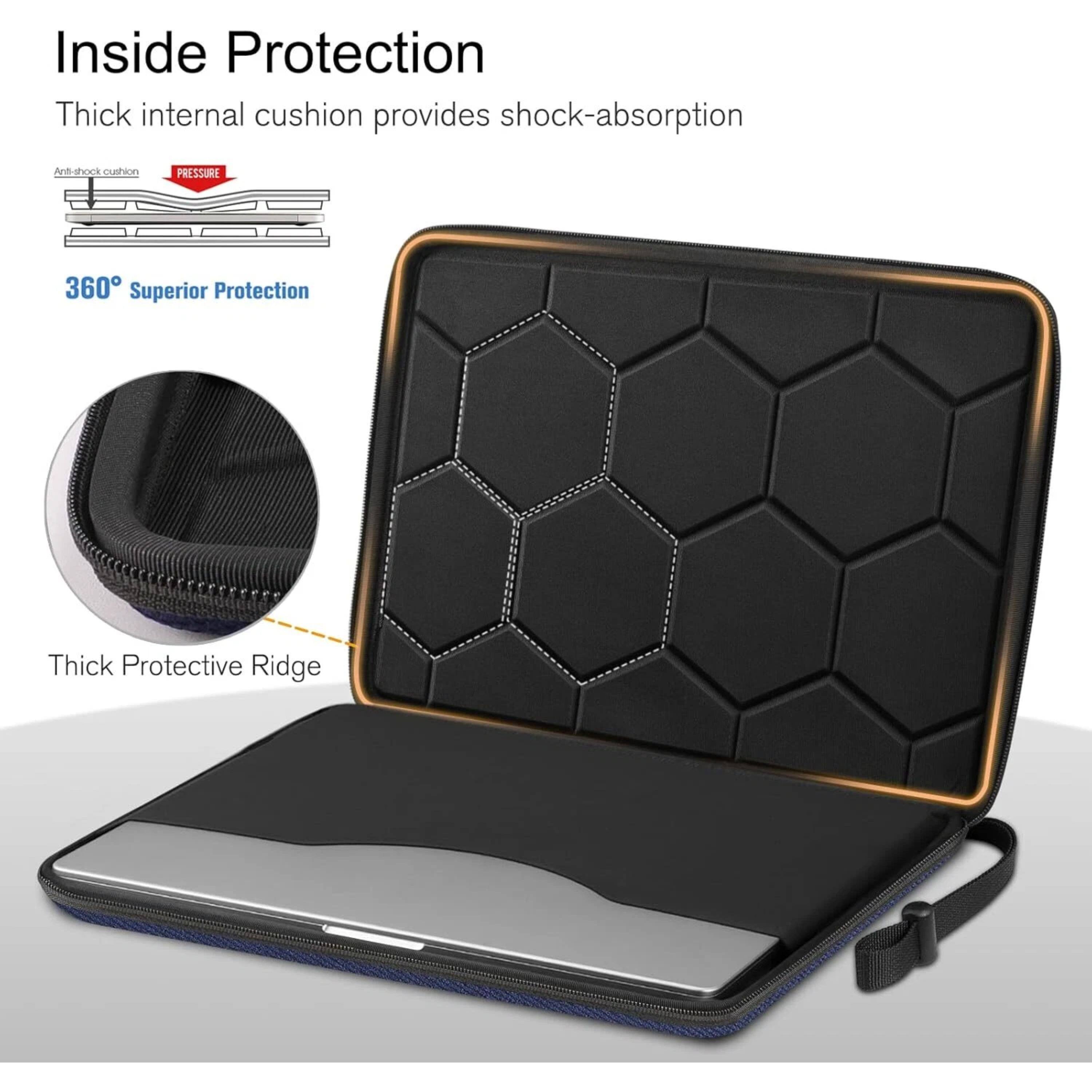 Inside Protection  
Thick internal cushion provides shock-absorption  
360° Superior Protection  
Thick Protective Ridge