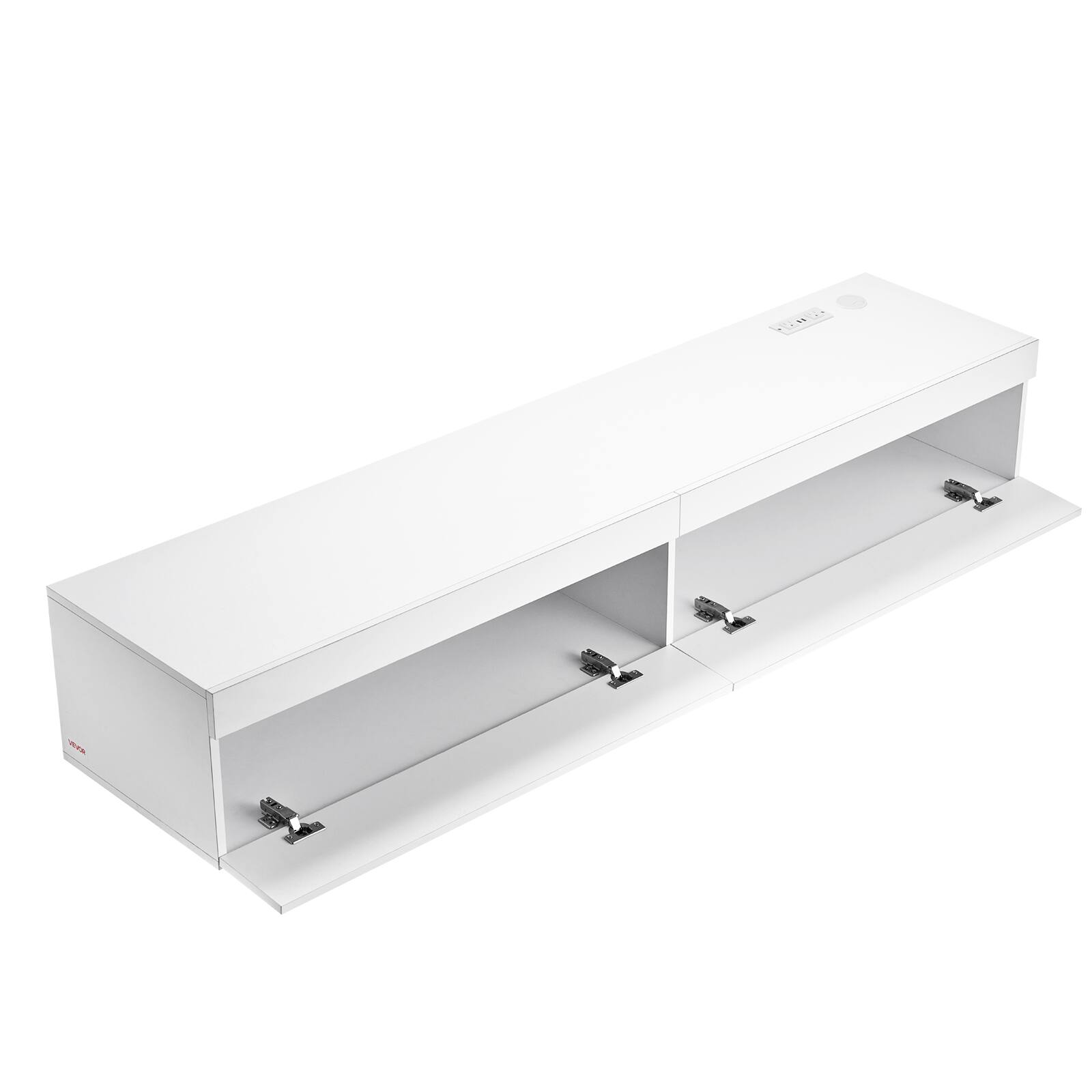 Alt View 5. VEVOR - Floating TV Stand, 71 in Wall Mount Entertainment Center with Power Outlet & LED Lights, Modern Floating TV Shelf - White.