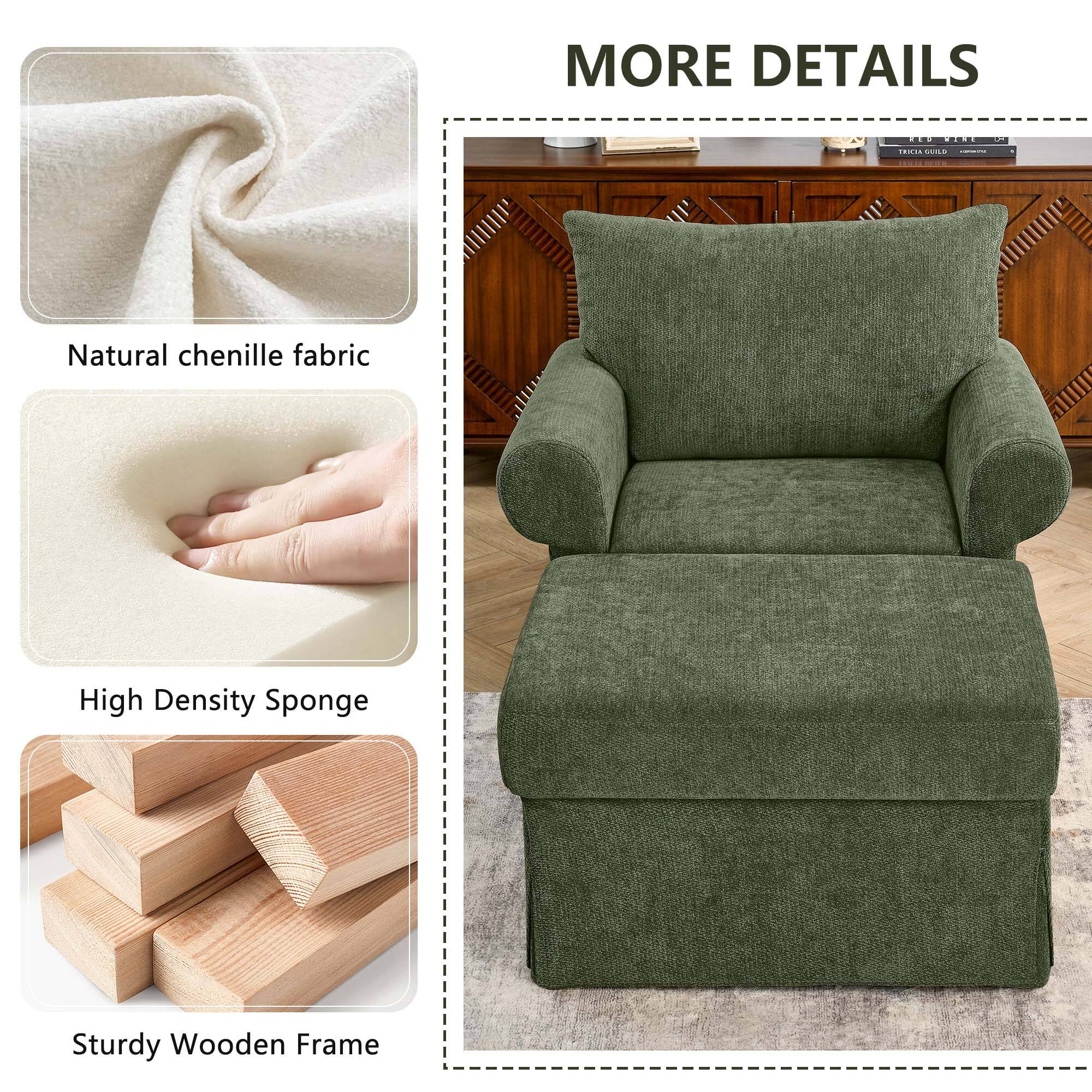 MORE DETAILS

- Natural chenille fabric
- High Density Sponge
- Sturdy Wooden Frame