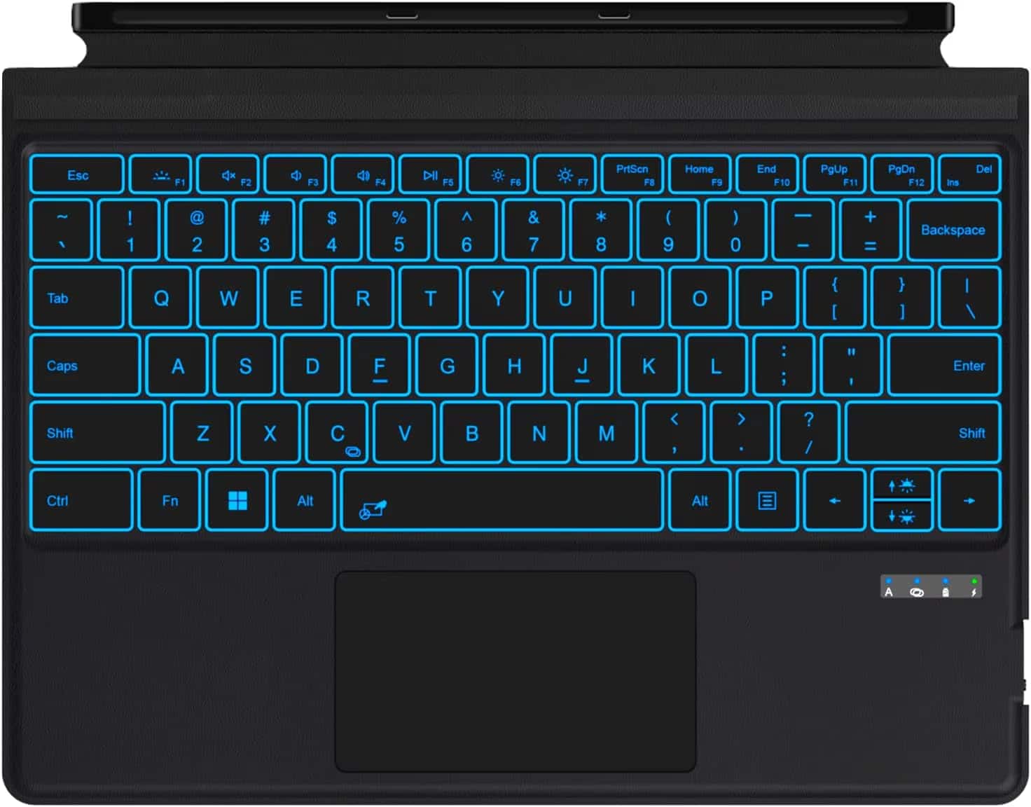 Luckbyte - Ultra-Slim Bluetooth Keyboard with 7-Color Backlit & Palm Rejection Trackpad, Wireless Portable Keyboard for Tablets - Black