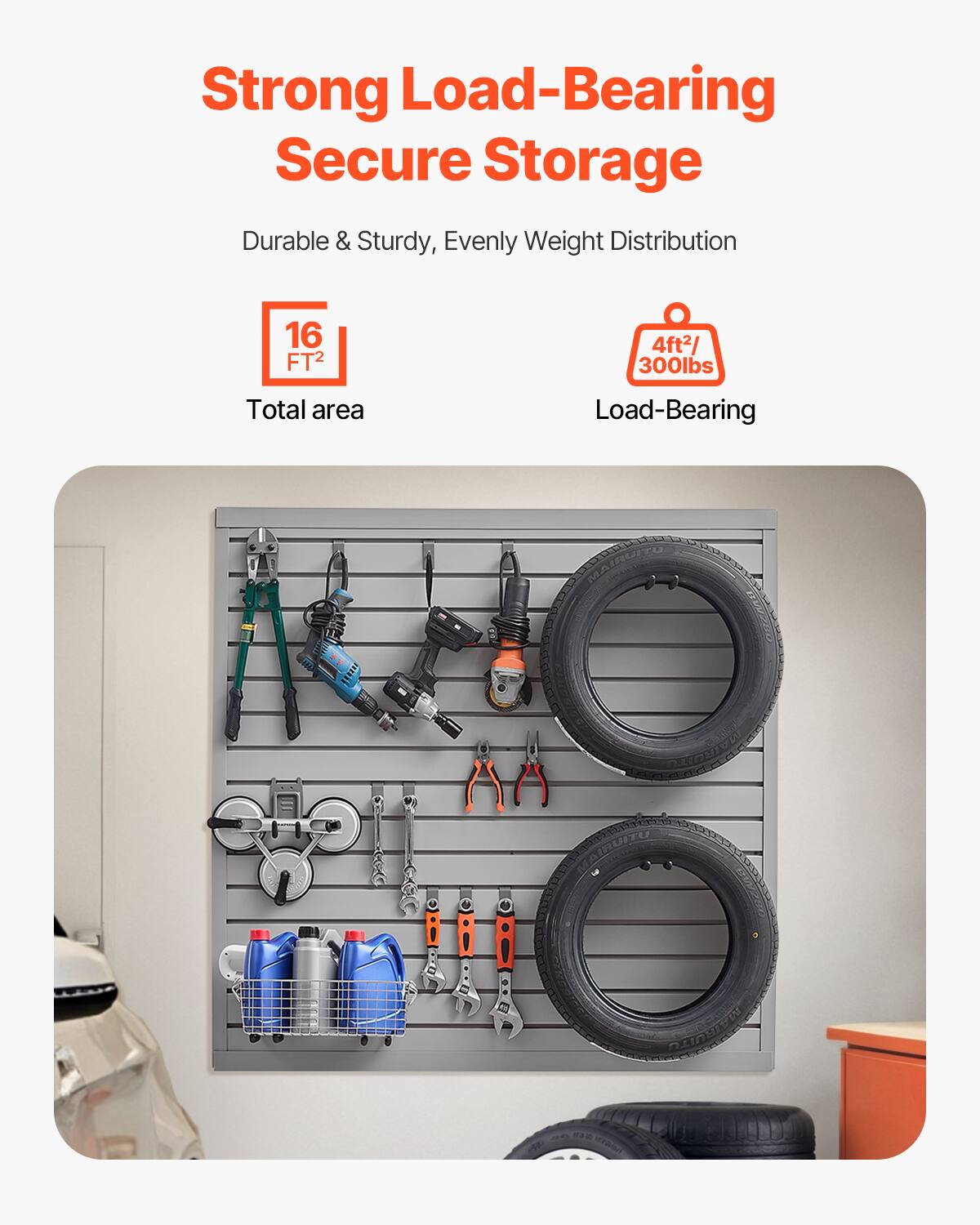 Strong Load-Bearing Secure Storage

Durable & Sturdy, Evenly Weight Distribution

16 FT²  
Total area

4ft²/300lbs  
Load-Bearing