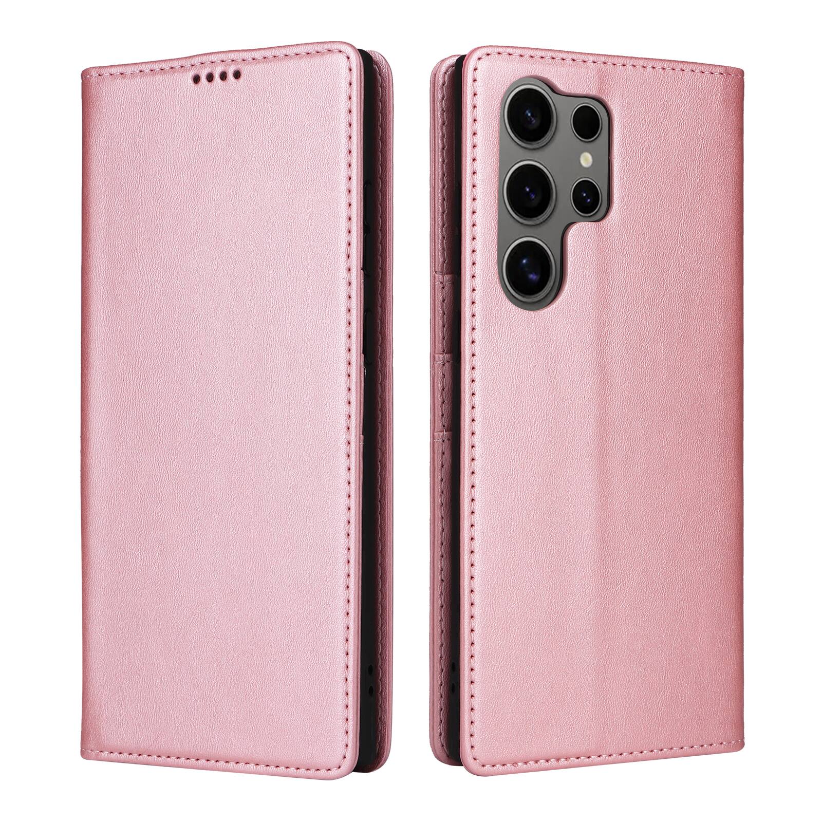 Alt View 2. Dteck - Case for Samsung Galaxy S25 Ultra,Wallet Case with Card Holder for Women Men,Shockproof PU Leather Flip Kickstand Cover - Rosegold.