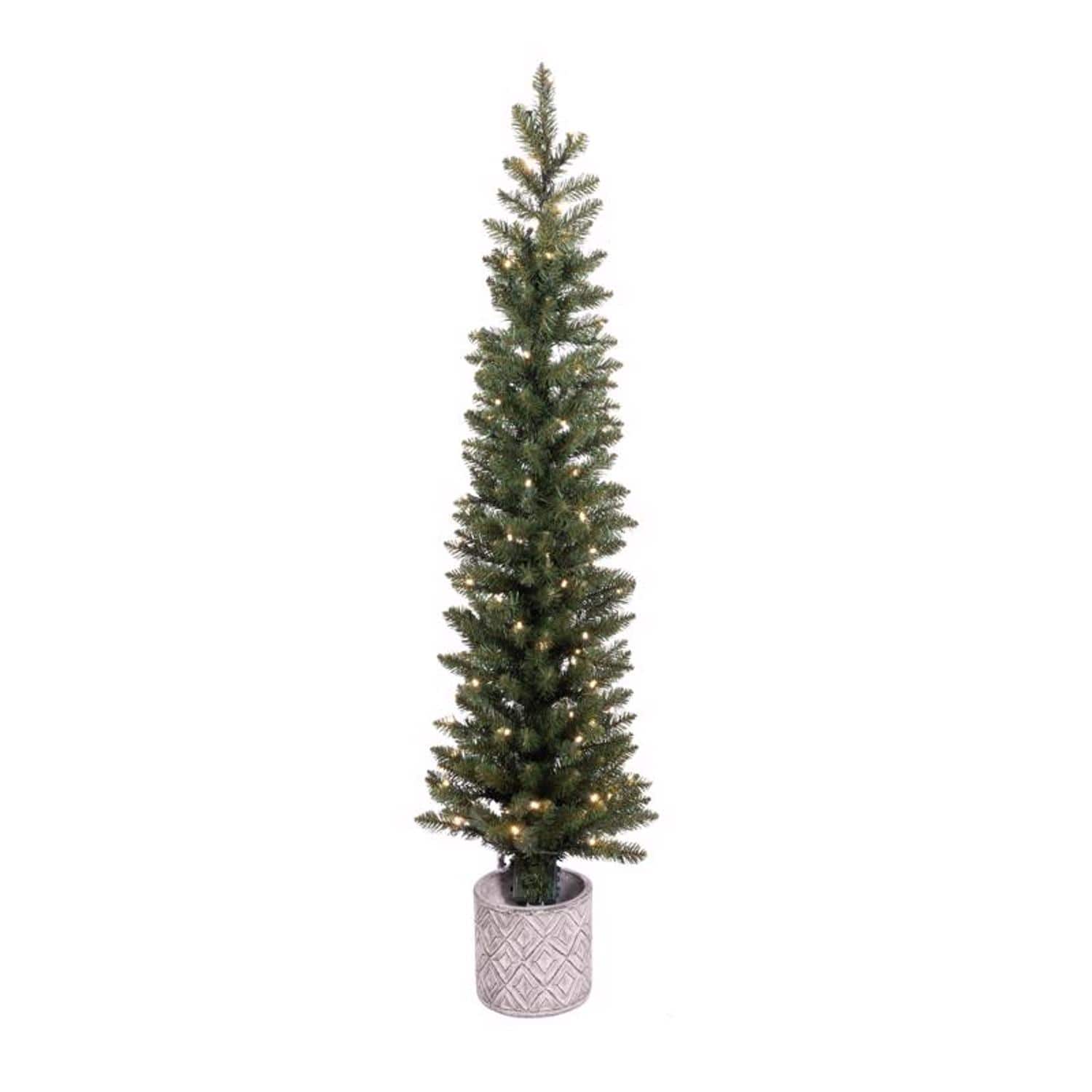 Celebrations - 5 ft. Slim LED 100 ct Diamond Potted Color Changing Entrance Tree - Green price history on PriceWatchPro