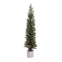 Celebrations - 5 ft. Slim LED 100 ct Diamond Potted Color Changing Entrance Tree - Green
