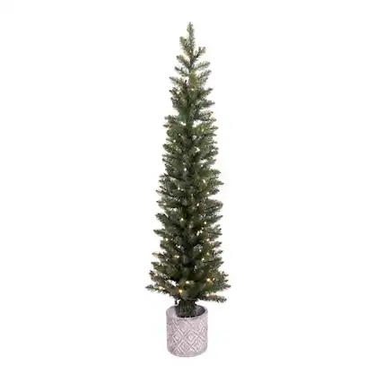 Front. Celebrations - Celebrations 5 ft. Slim LED 100 ct Diamond Potted Color Changing Entrance Tree - Green.