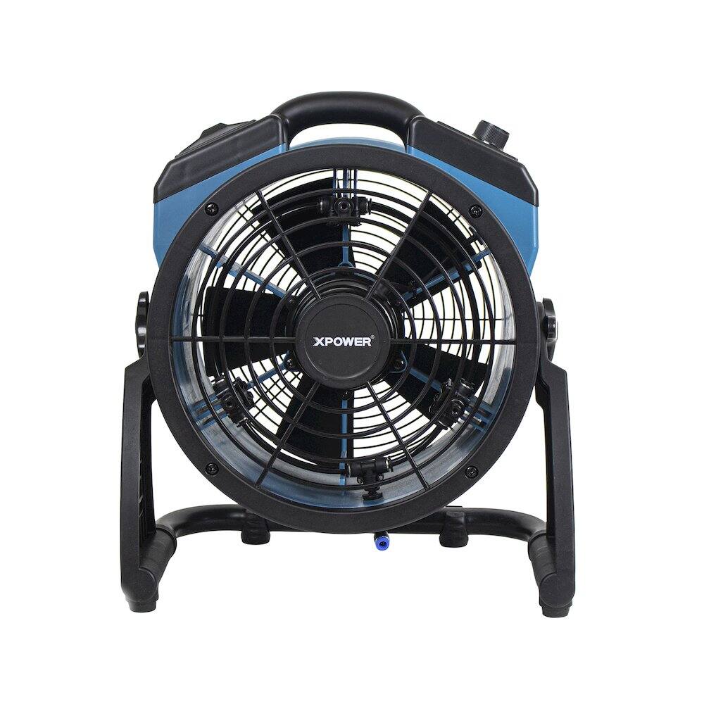 Back. XPOWER - Battery Operated Variable Speed 11" Outdoor Misting Fan and Air Circulator - Blue.