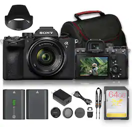 Bundle - Sony - a7 V Mirrorless Camera with 28-70mm II Lens (ILCE-7M5M/B) + 64GB Card + Bag + Battery - Black