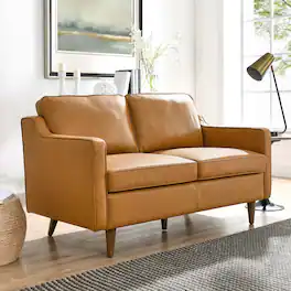 Impart Genuine Leather Loveseat by Modway - Tan