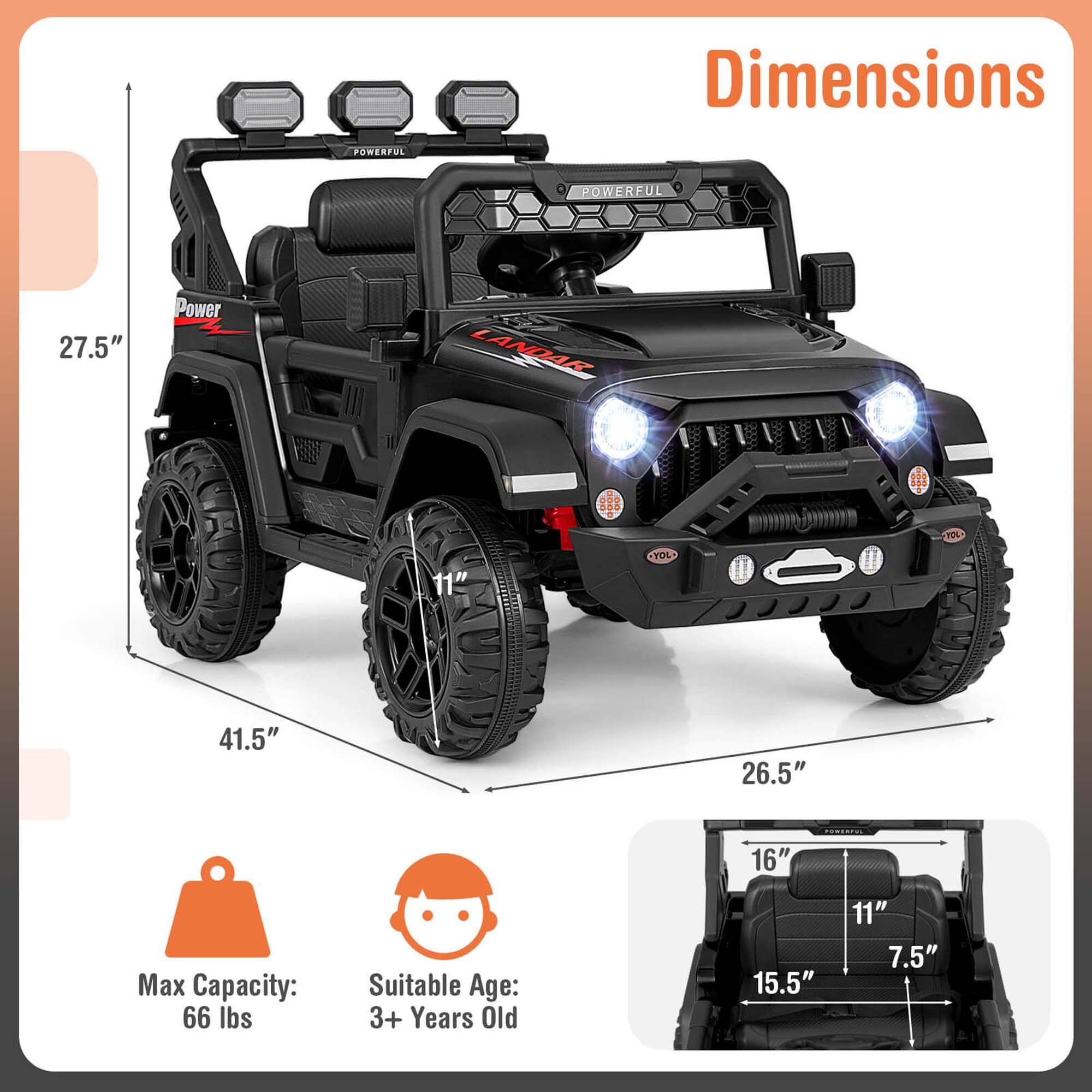 Dimensions  
27.5"  
41.5"  
26.5"  

Max Capacity: 66 lbs  
Suitable Age: 3+ Years Old  

15.5"  
11"  
7.5"  
16"