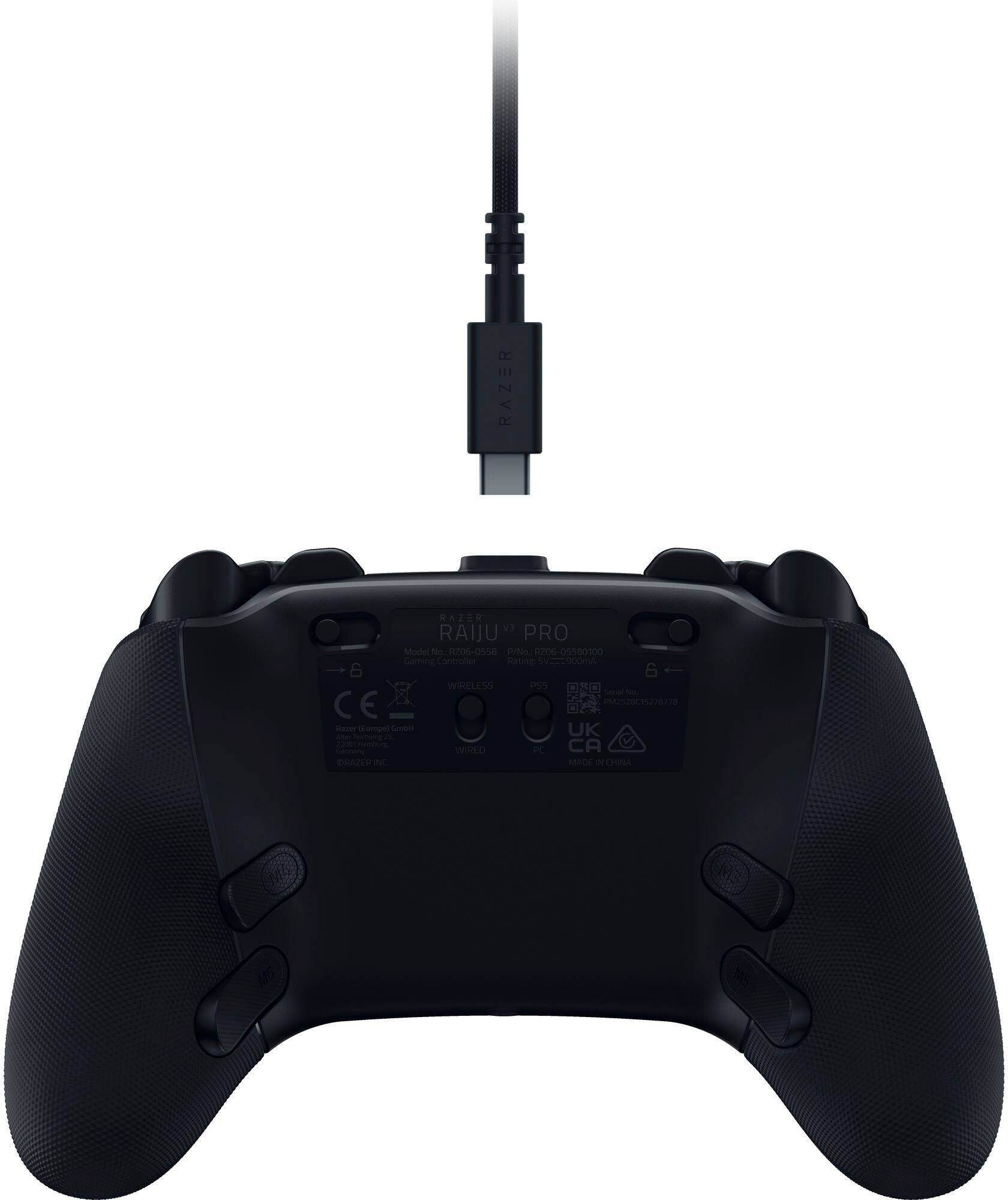 RAZER RAIJU PRO  
Model No. R706-0558  
Gaming Controller  

CE  
WIRELESS  

Made in China  
RAZER INC.  

UK  
CA  

P/N: R706-0558/1000  
Rating: 5V 1A  

FCC ID: RAZR706-0558  
IC: 589C-R706-0558  
KCC: 2020-02-28779  

Made in China