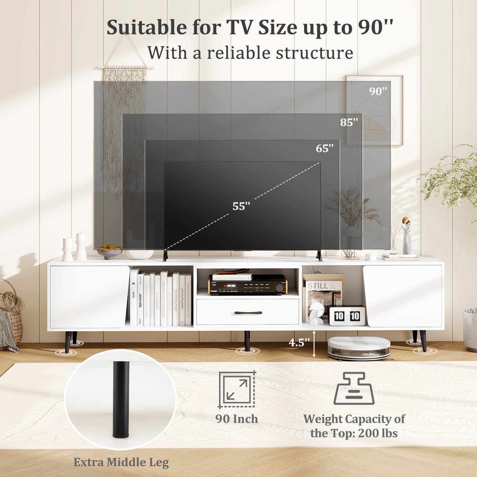 Gymax 79'' TV Stand for TVs up to 90 Inches Entertainment Center w